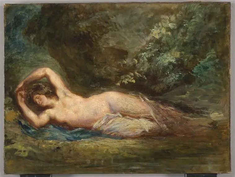Sovende Bacchante i et landskap - Eugène Delacroix