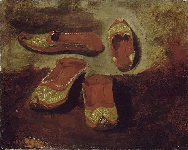 Reproduction du tableau « Étude de babouches - Eugène Delacroix » par Alpha Reproduction en peinture à l’huile