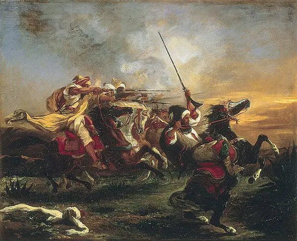 Marokkanske militærøvelser - Eugène Delacroix