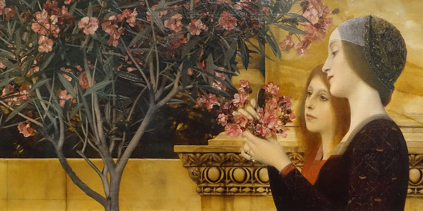 🌸 To jenter med en laurbærrose – Gustav Klimt (ca. 1890)