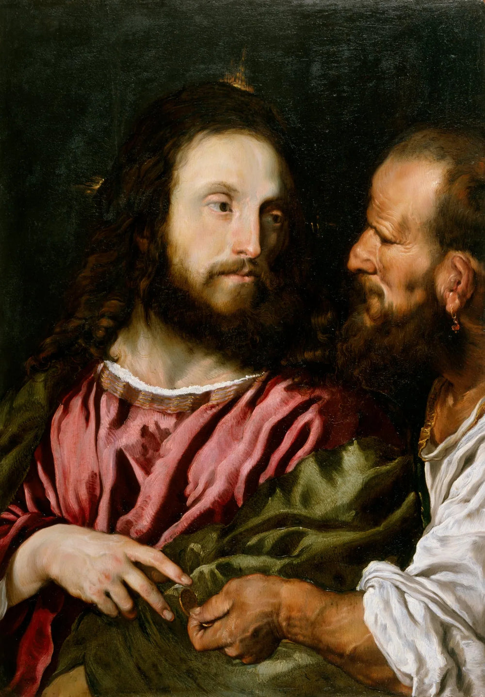 Le Christ et l'argent du tribut - Domenico Fetti image 1 copie de tableau peinte à la main