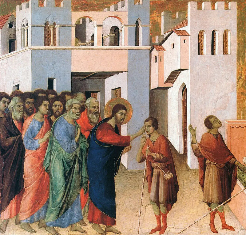 Helbredelsen av den født blind mannen - Duccio di Buoninsegna