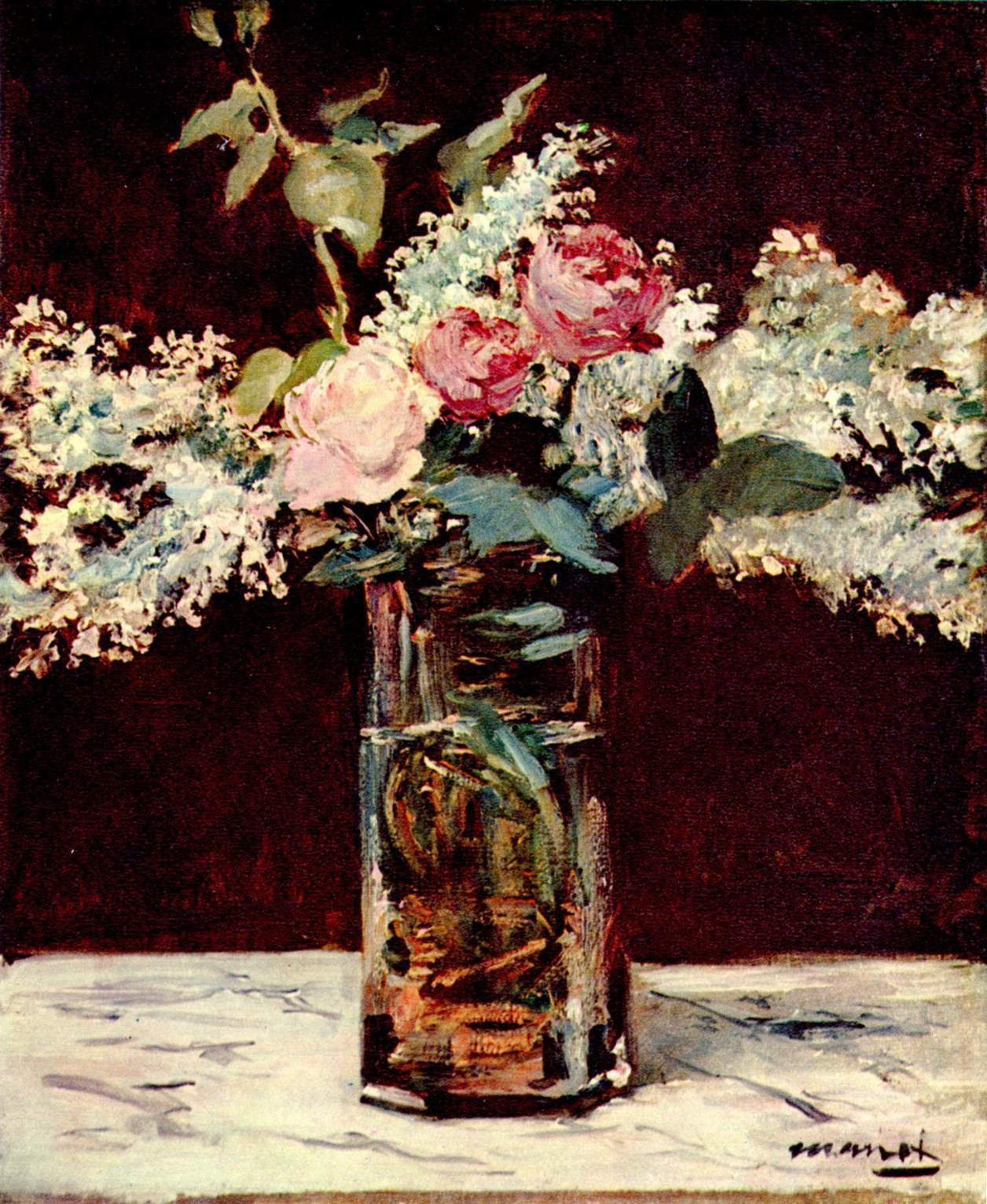 Reproduction du tableau « Lila et Roses - Édouard Manet » par Alpha Reproduction en peinture à l’huile