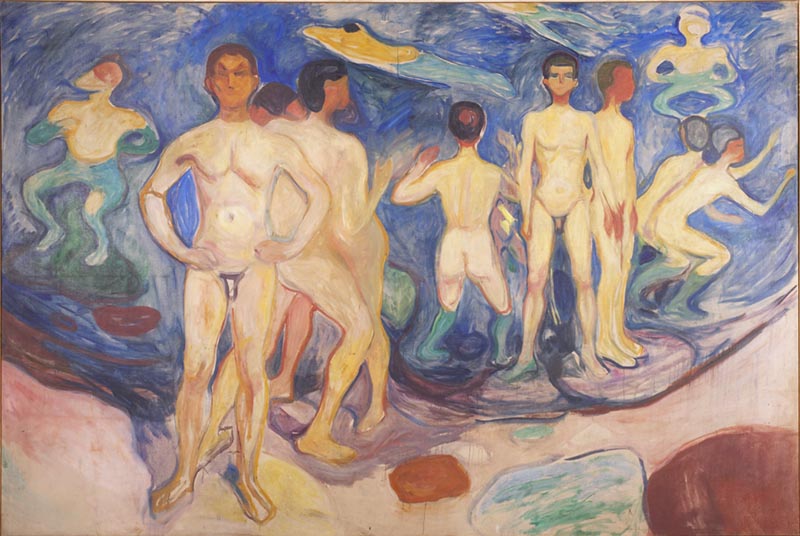 Reproduction du tableau « Jeunes Hommes se baignant - Edvard Munch » par Alpha Reproduction en peinture à l’huile