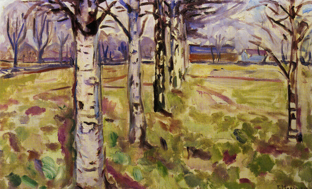Reproduction du tableau « Troncs de bouleaux - Edvard Munch » par Alpha Reproduction en peinture à l’huile