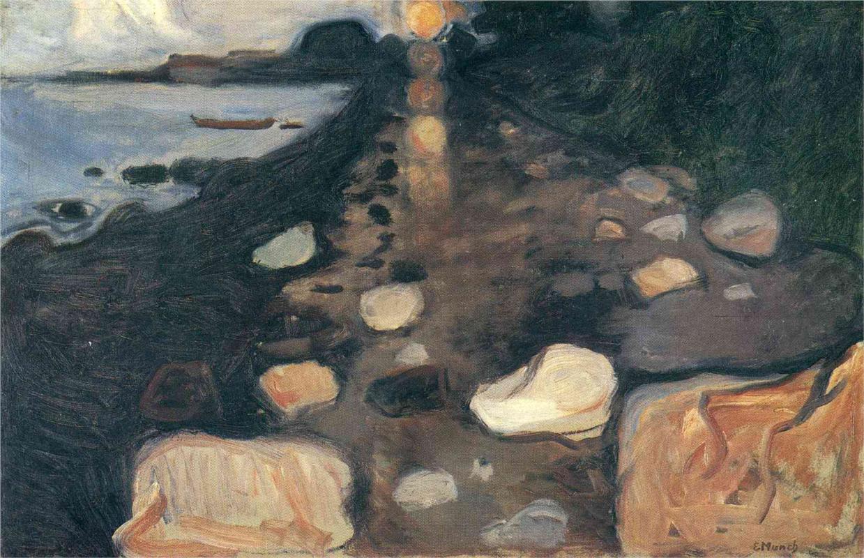 Reproduction du tableau « Clair de lune sur la plage - Edvard Munch » par Alpha Reproduction en peinture à l’huile
