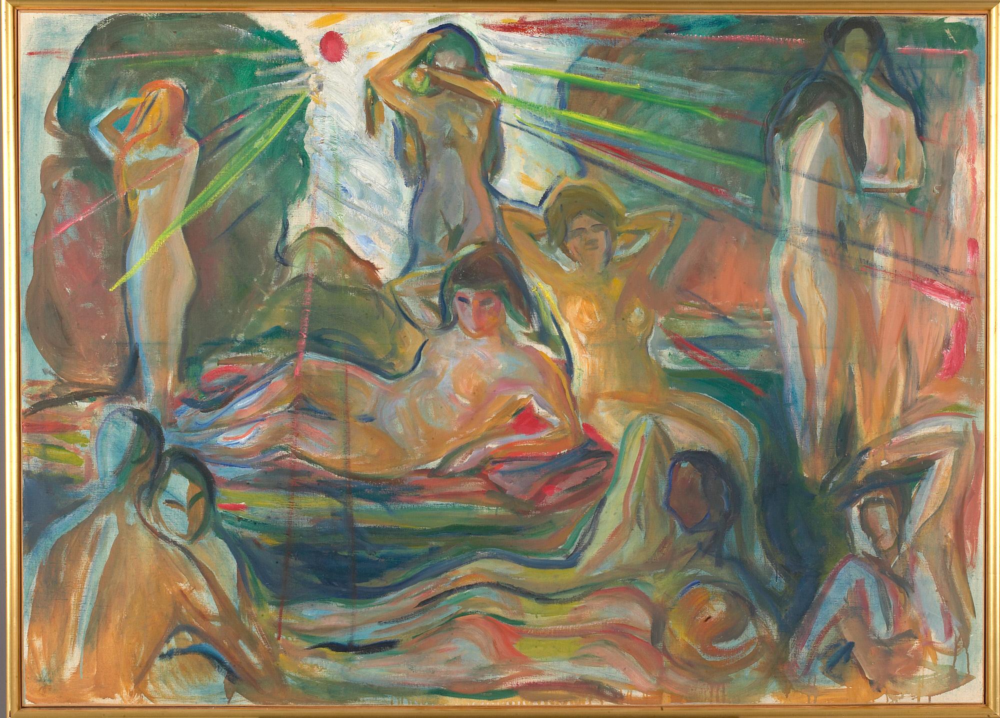 Reproduction du tableau « Personnages nus et Soleil - Edvard Munch » par Alpha Reproduction en peinture à l’huile