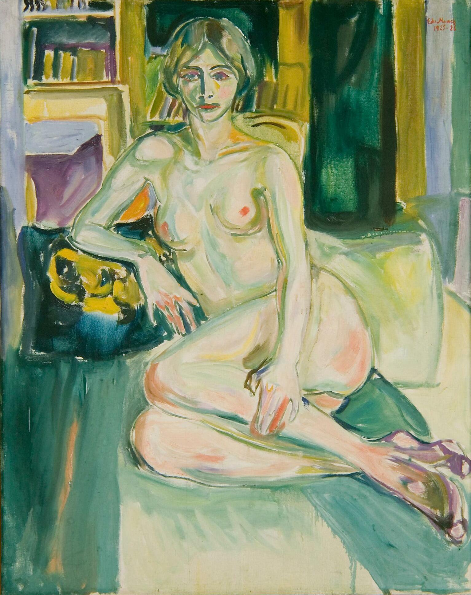 Reproduction du tableau « Nu, assis sur le canapé - Edvard Munch » par Alpha Reproduction en peinture à l’huile