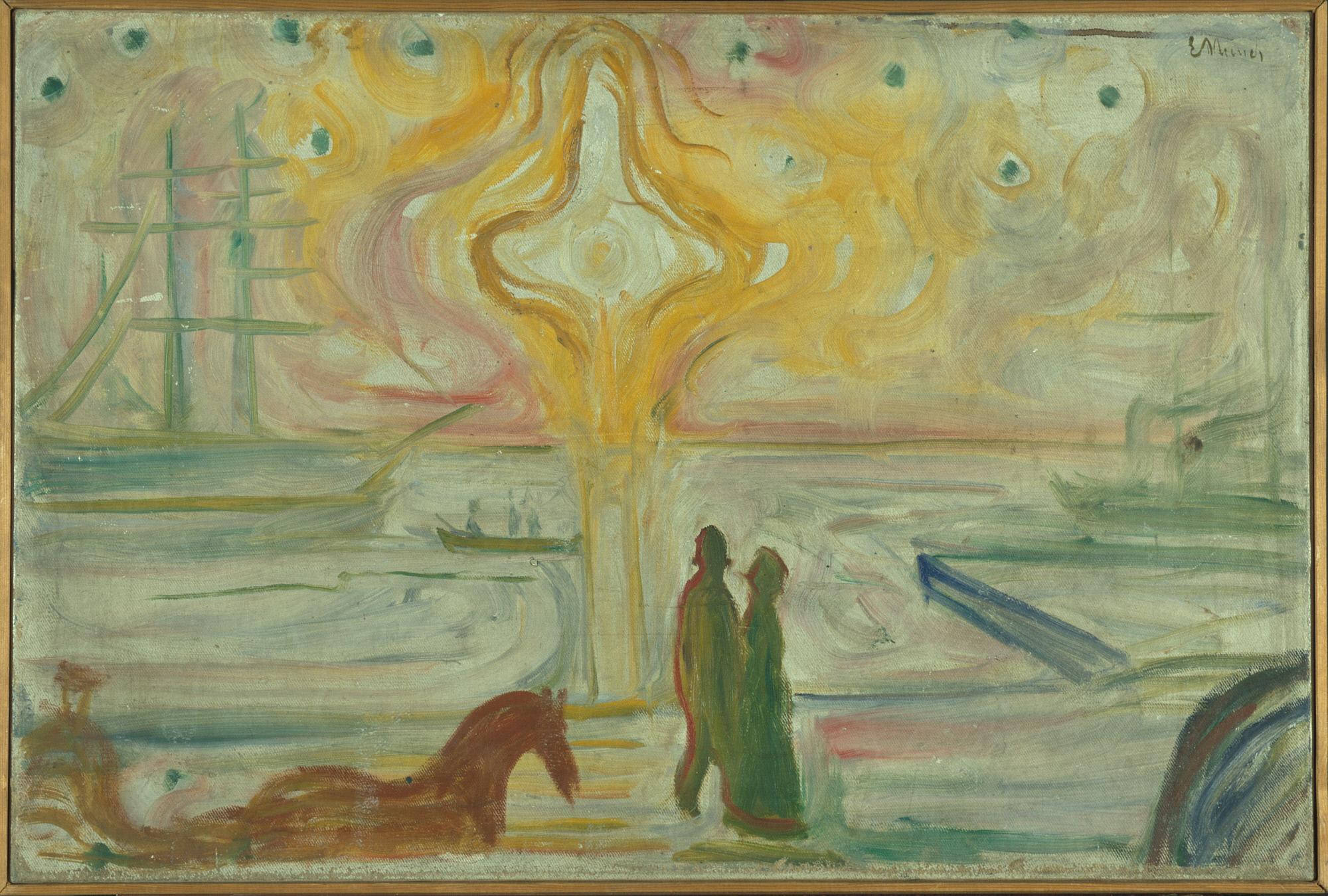 Reproduction du tableau « Lever de soleil sur le port - Edvard Munch » par Alpha Reproduction en peinture à l’huile
