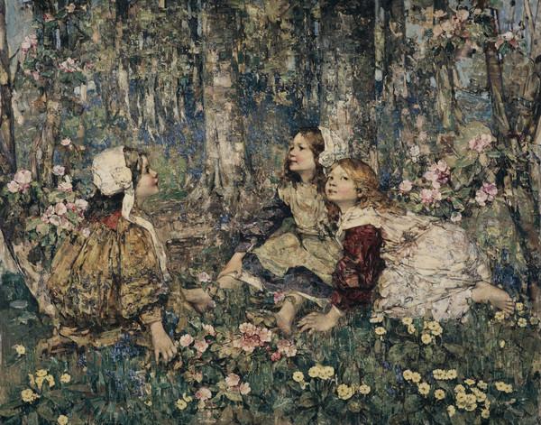 La Musique des bois, Edward Atkinson Hornel, 1906, peinture à l’huile