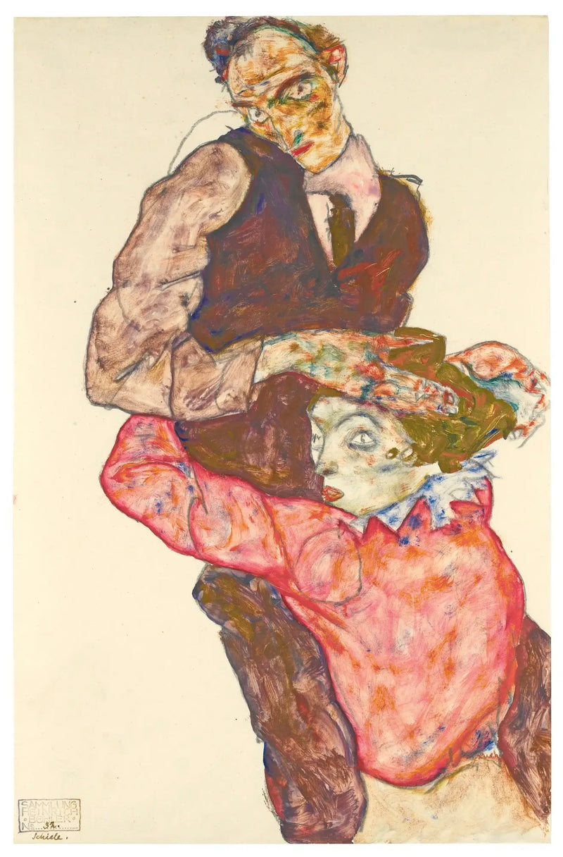 De elskende (Selvportrett med Wally) - Egon Schiele