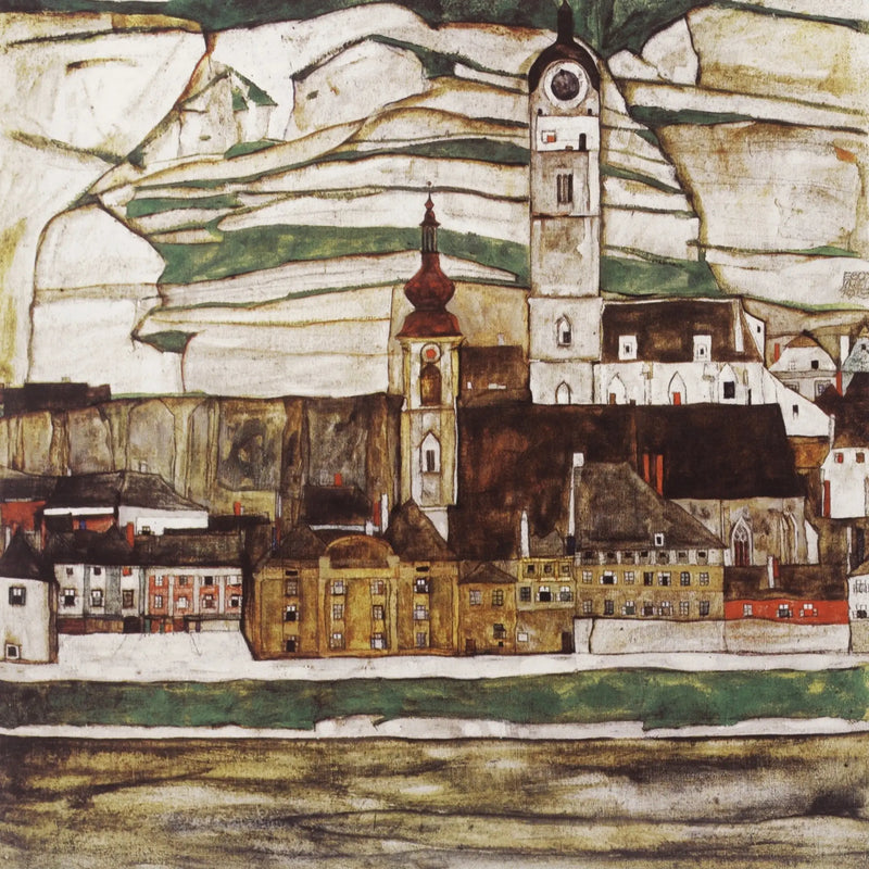 Stein ved Donau, sett fra sør - Egon Schiele