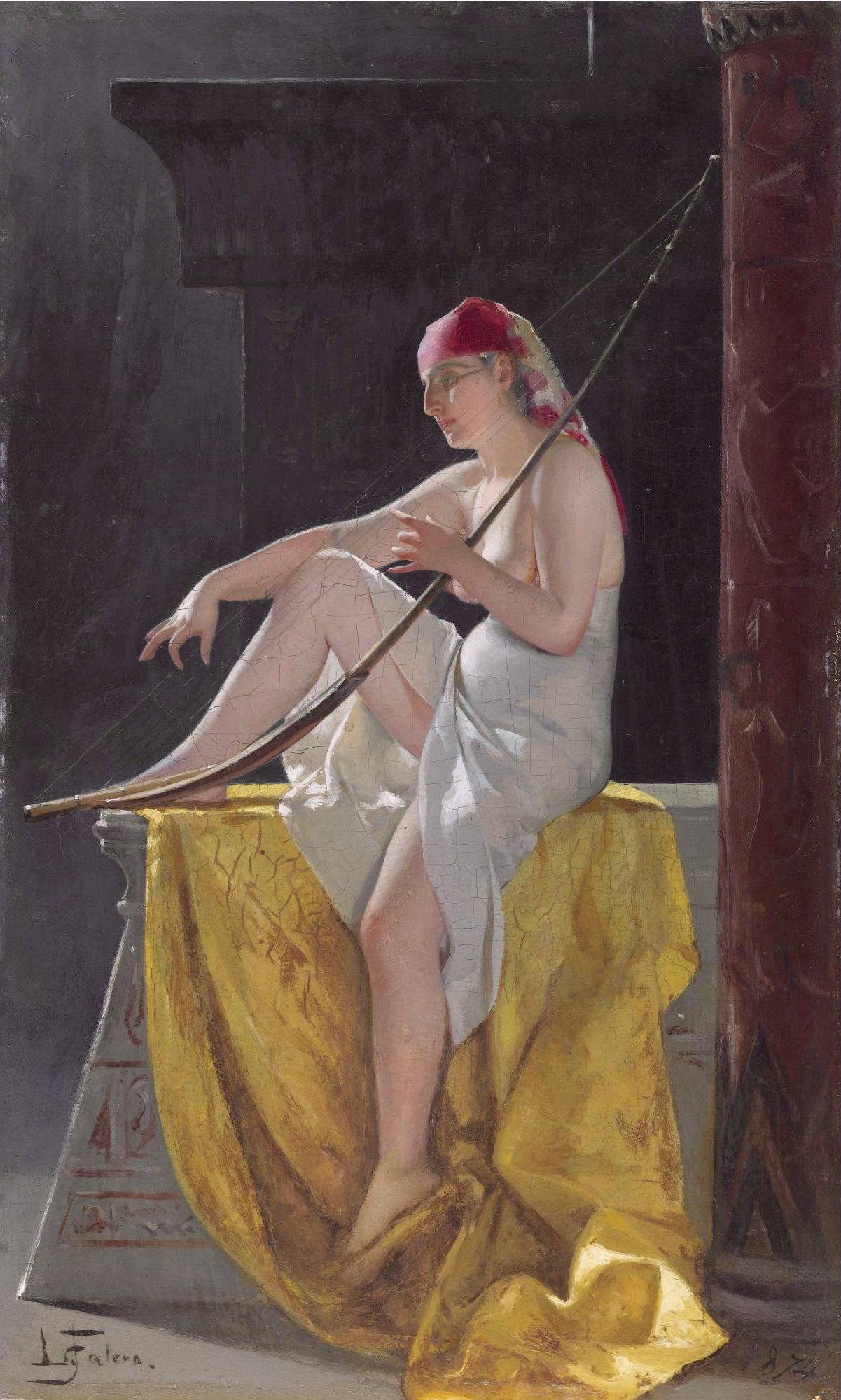 Femme égyptienne avec une harpe - Luis Ricardo Falero