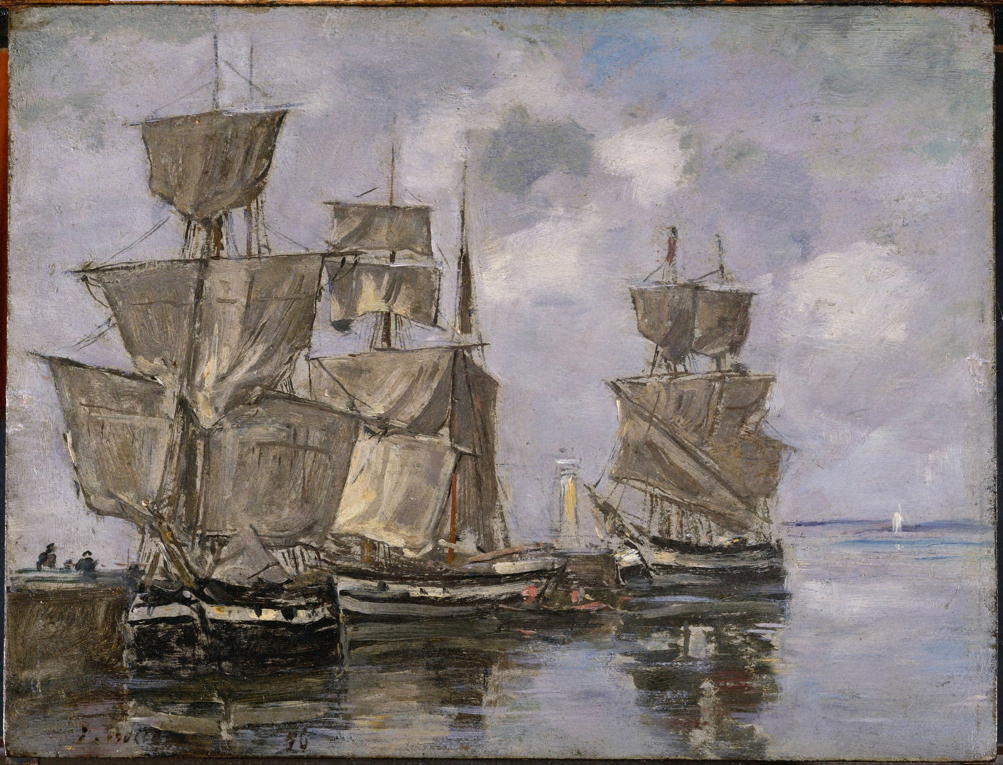 Reproduction du tableau « Navires dans le Port à Honfleur - Eugène Boudin » par Alpha Reproduction en peinture à l’huile