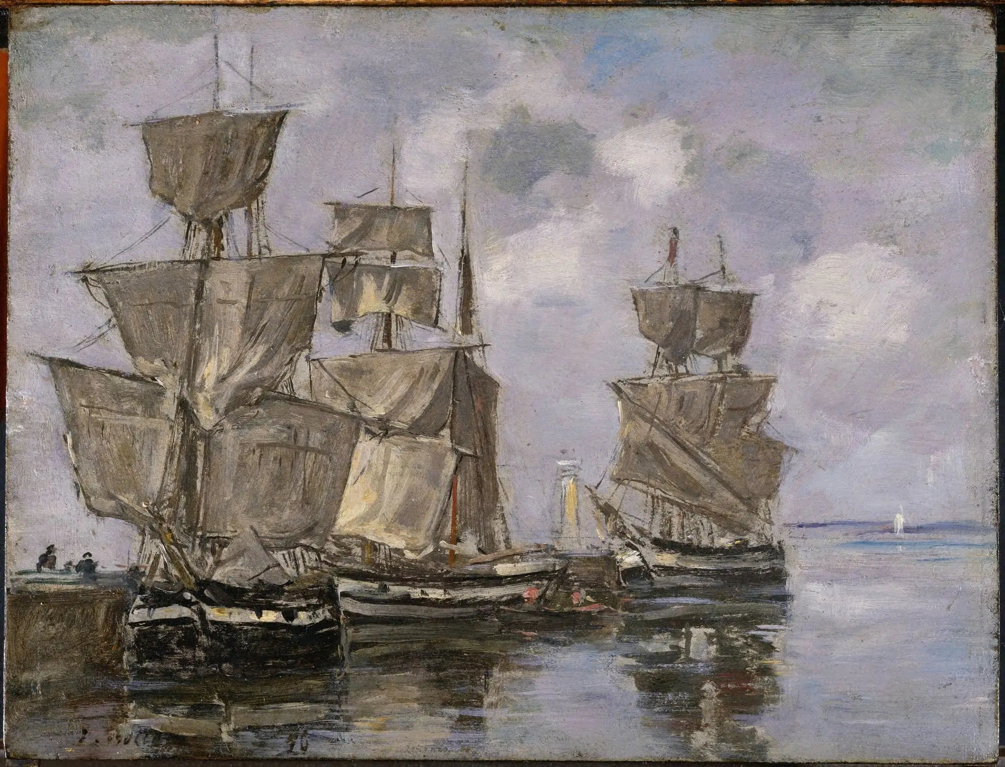 Reproduction du tableau « Navires dans le Port à Honfleur - Eugène Boudin » par Alpha Reproduction en peinture à l’huile