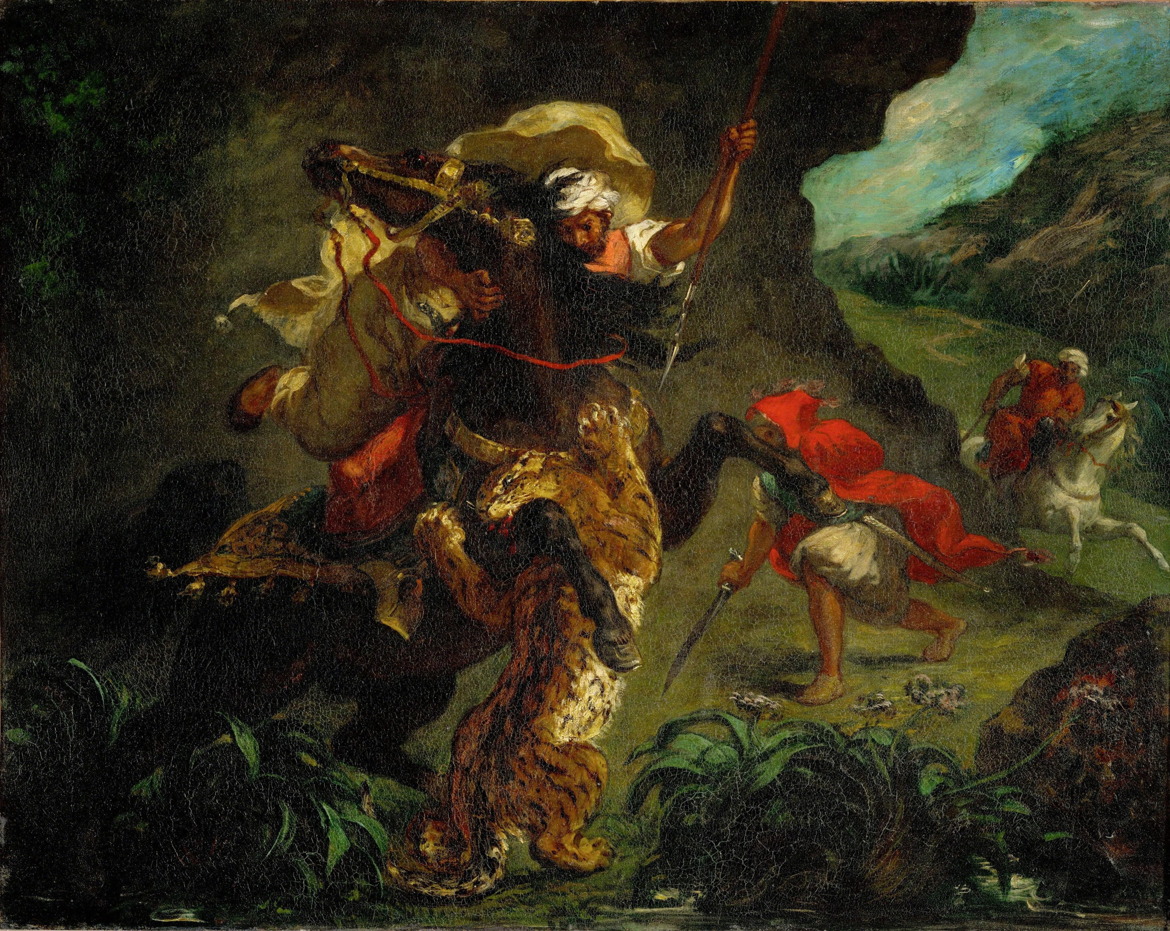 Reproduction du tableau « Chasse au tigre - Eugène Delacroix » par Alpha Reproduction en peinture à l’huile