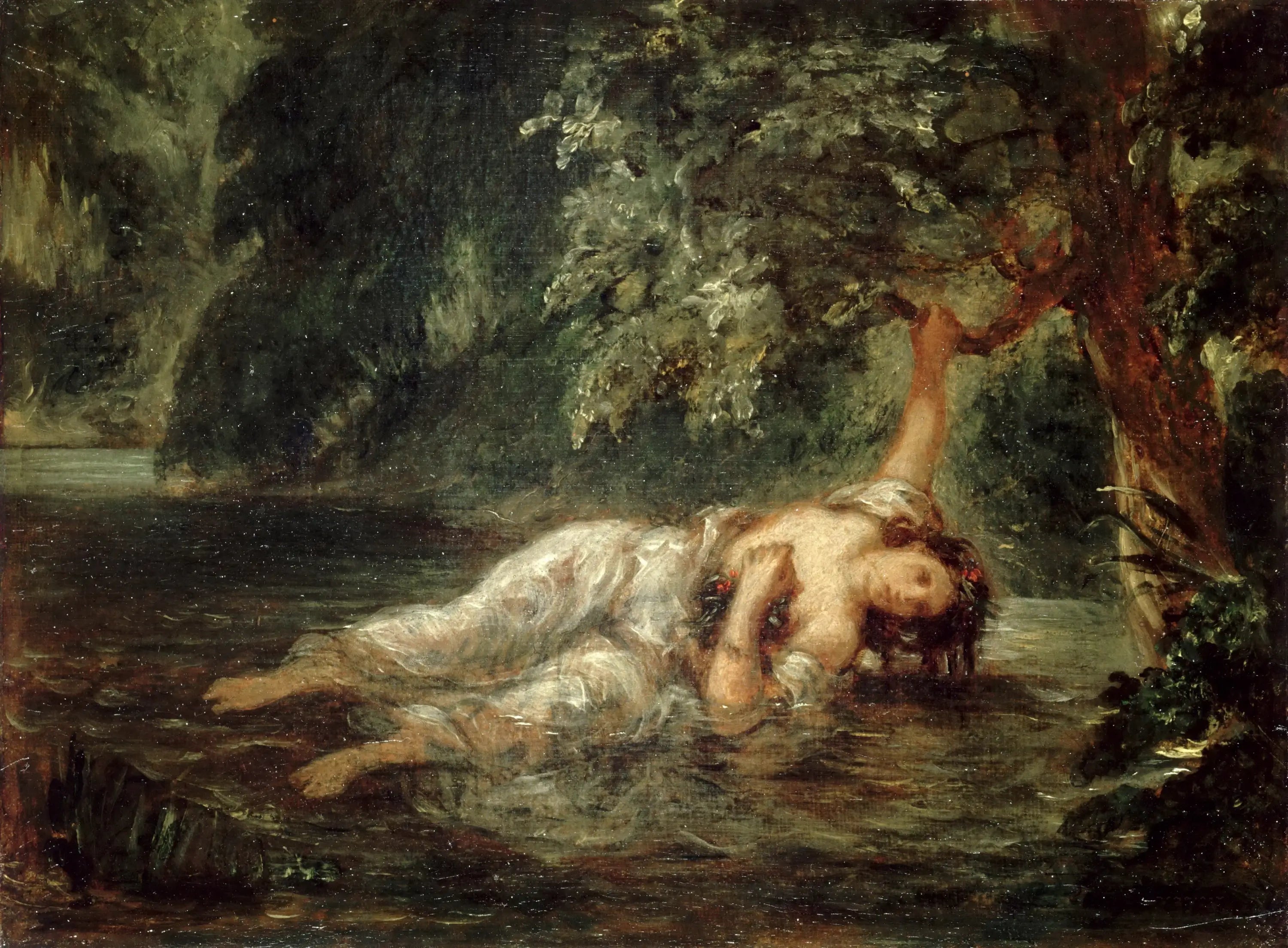 Reproduction du tableau « La Mort d'Ophélie - Eugène Delacroix » par Alpha Reproduction en peinture à l’huile