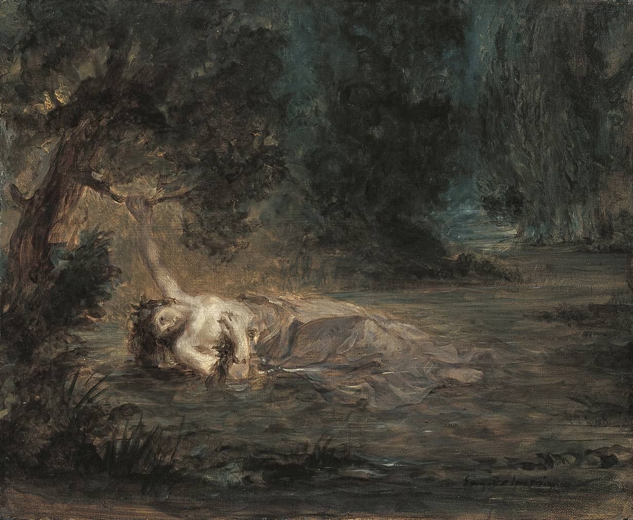 Reproduction du tableau « La Mort d'Ophélie - Eugène Delacroix » par Alpha Reproduction en peinture à l’huile