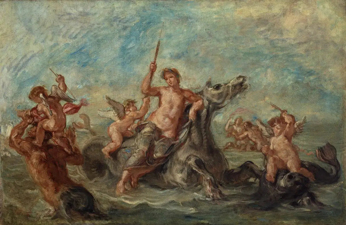 Reproduction du tableau « Le Triomphe d'Amphitrite - Eugène Delacroix » par Alpha Reproduction en peinture à l’huile