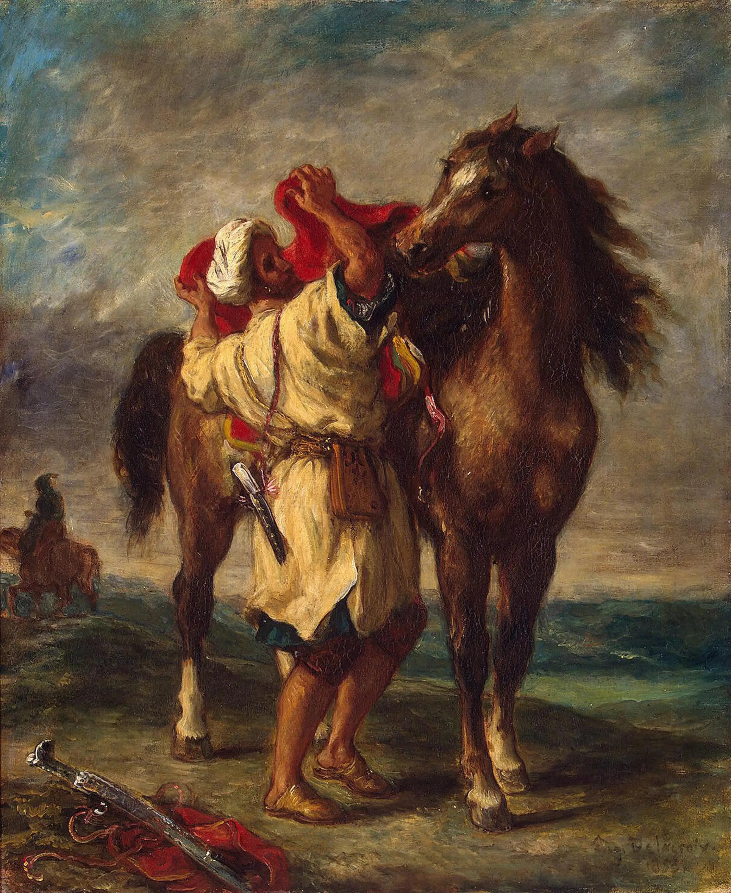 Reproduction du tableau « Marocain vendant son cheval - Eugène Delacroix » par Alpha Reproduction en peinture à l’huile
