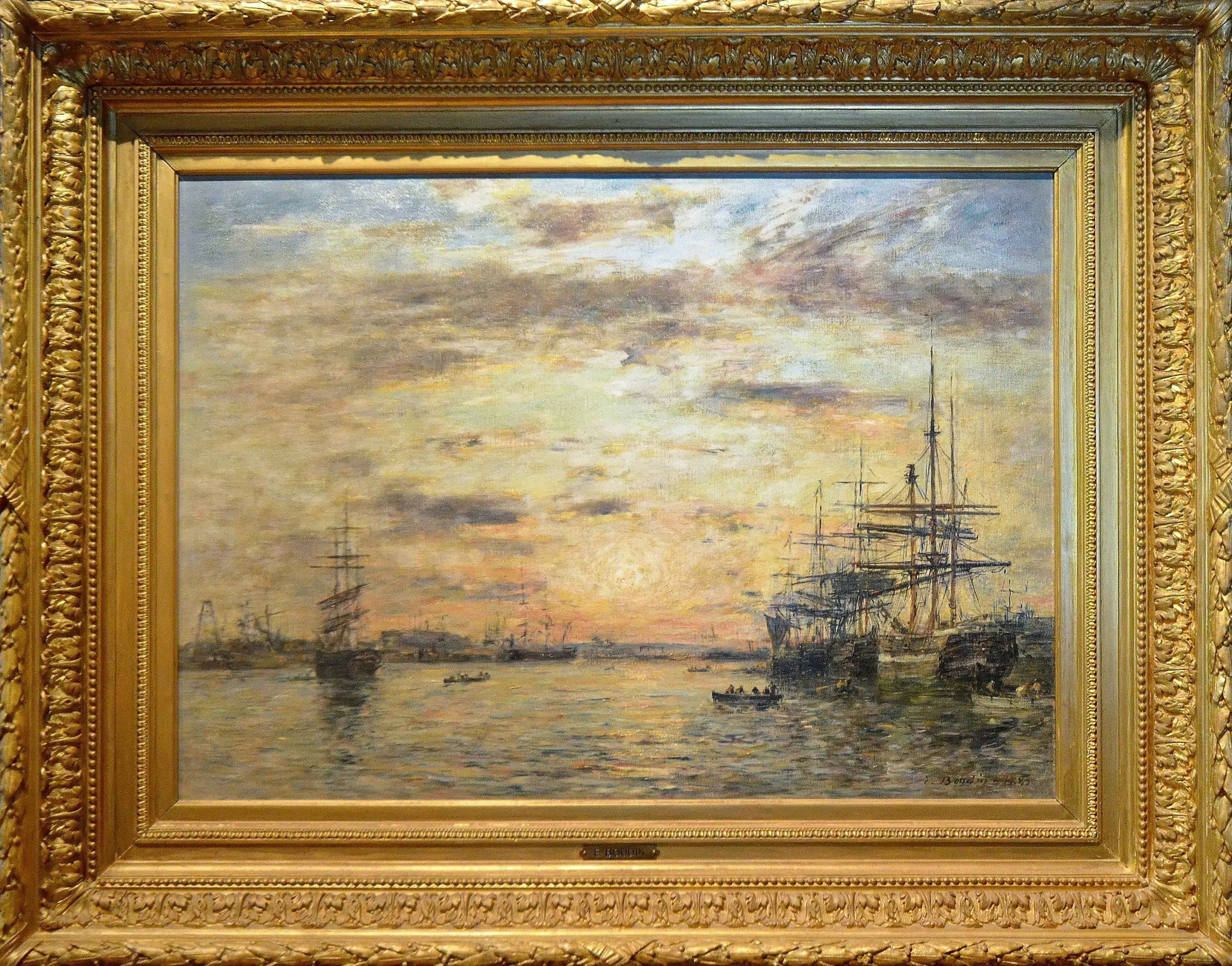 Reproduction du tableau « Le Havre. Le bassin de l'Eure - Eugène Boudin » par Alpha Reproduction en peinture à l’huile