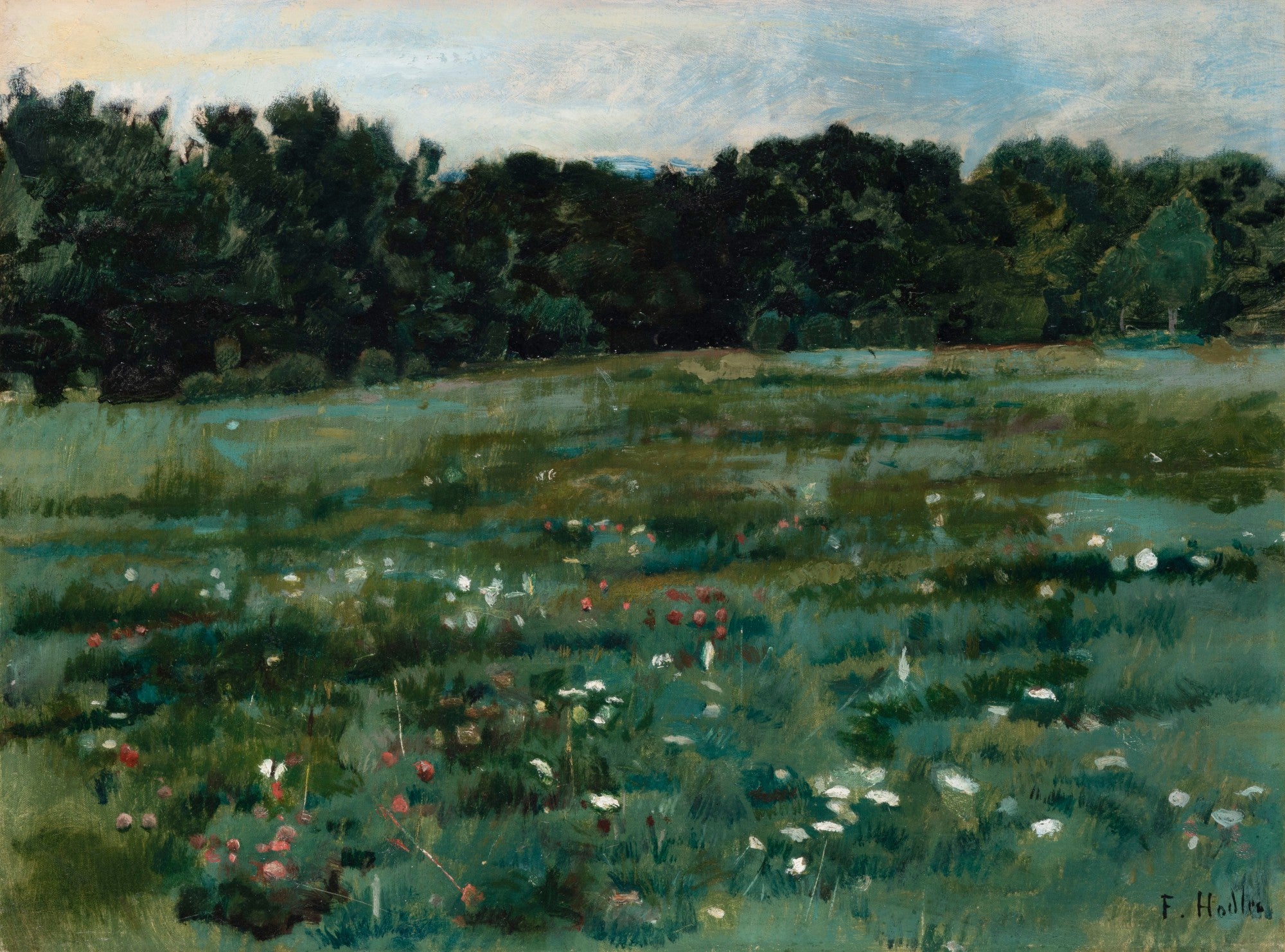 Paysage avec une prairie et la lisière d’une forêt - Ferdinand Hodler - Alpha Reproduction