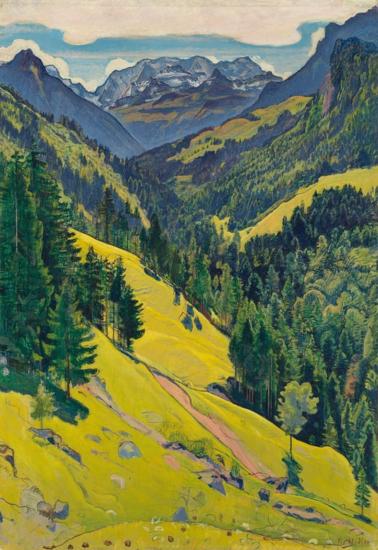 La vallée de Kien avec le massif de Blüemlisalp - Ferdinand Hodler - Alpha Reproduction
