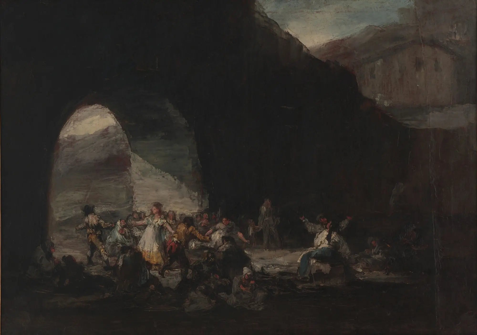 Reproduction du tableau « Fête populaire sous un pont ou bal populaire - Francisco de Goya » par Alpha Reproduction en peinture à l’huile