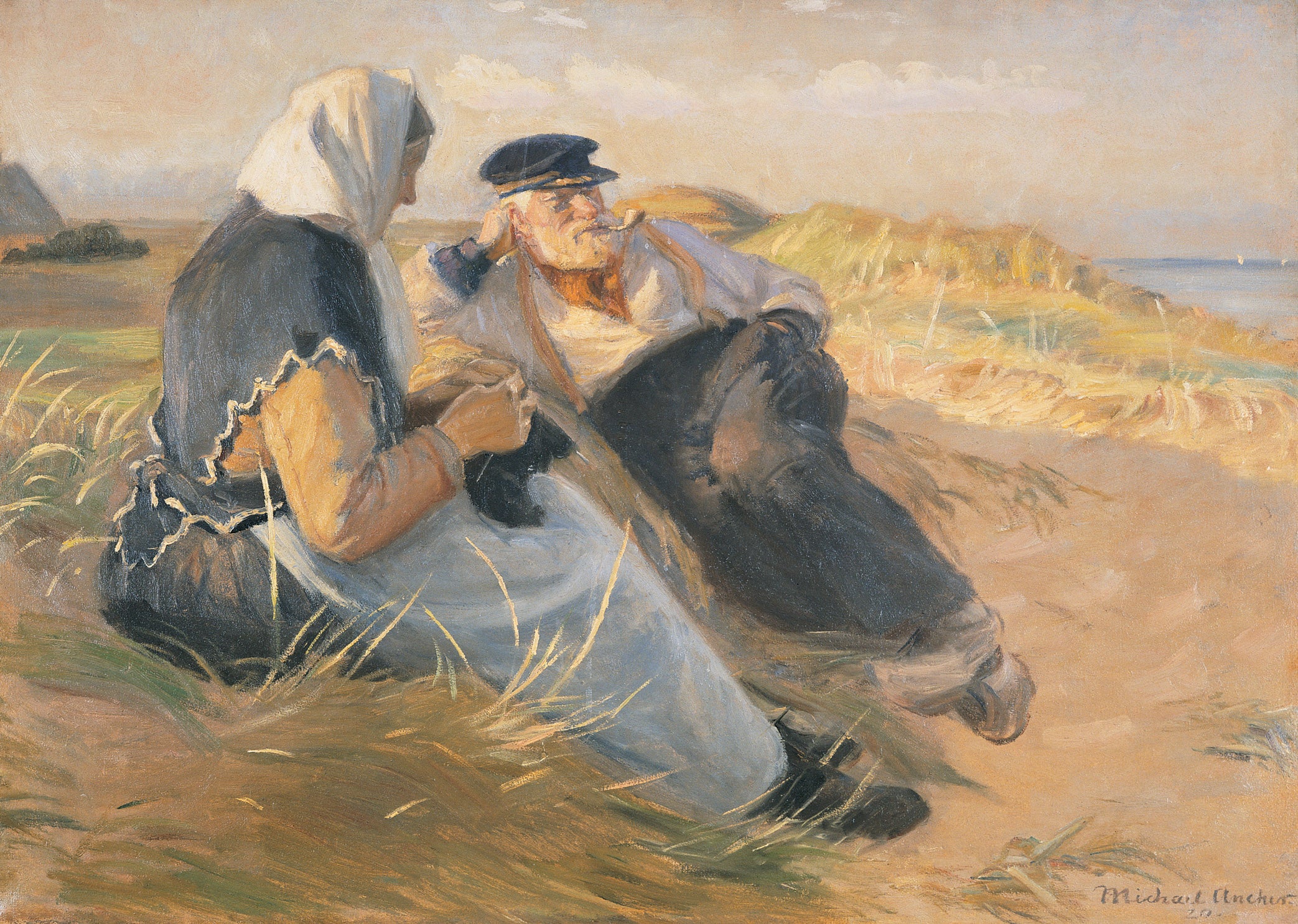 Le pêcheur Anders Velle et sa femme, Ane, sur la plage de Skagen - Michael Peter Ancher