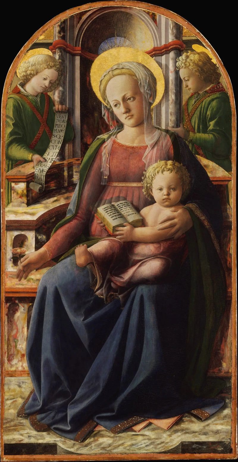 Madonna og Barnet på tronen med to engler - Fra Filippo Lippi