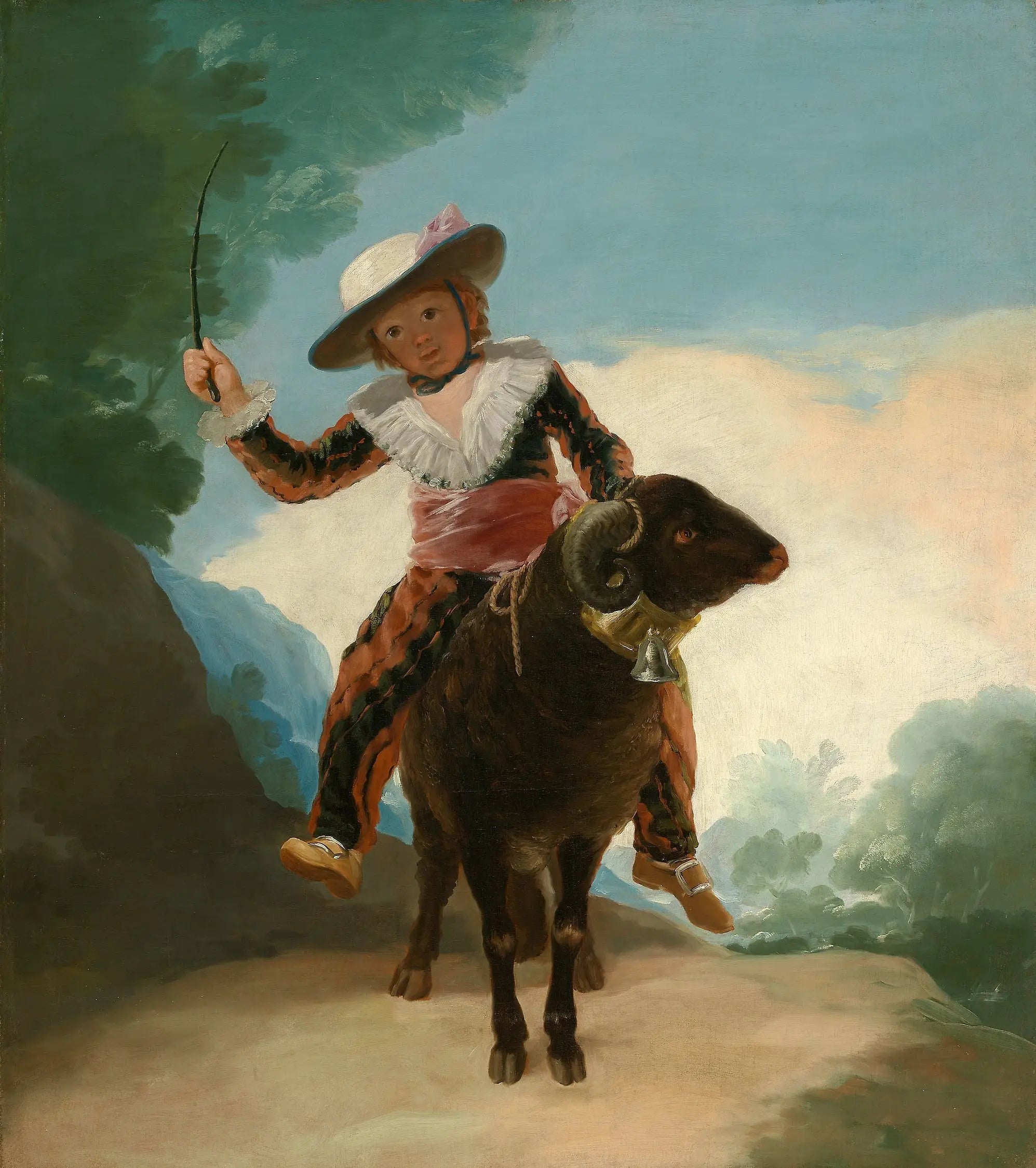 Reproduction du tableau « Enfant montant un mouton - Francisco de Goya » par Alpha Reproduction en peinture à l’huile