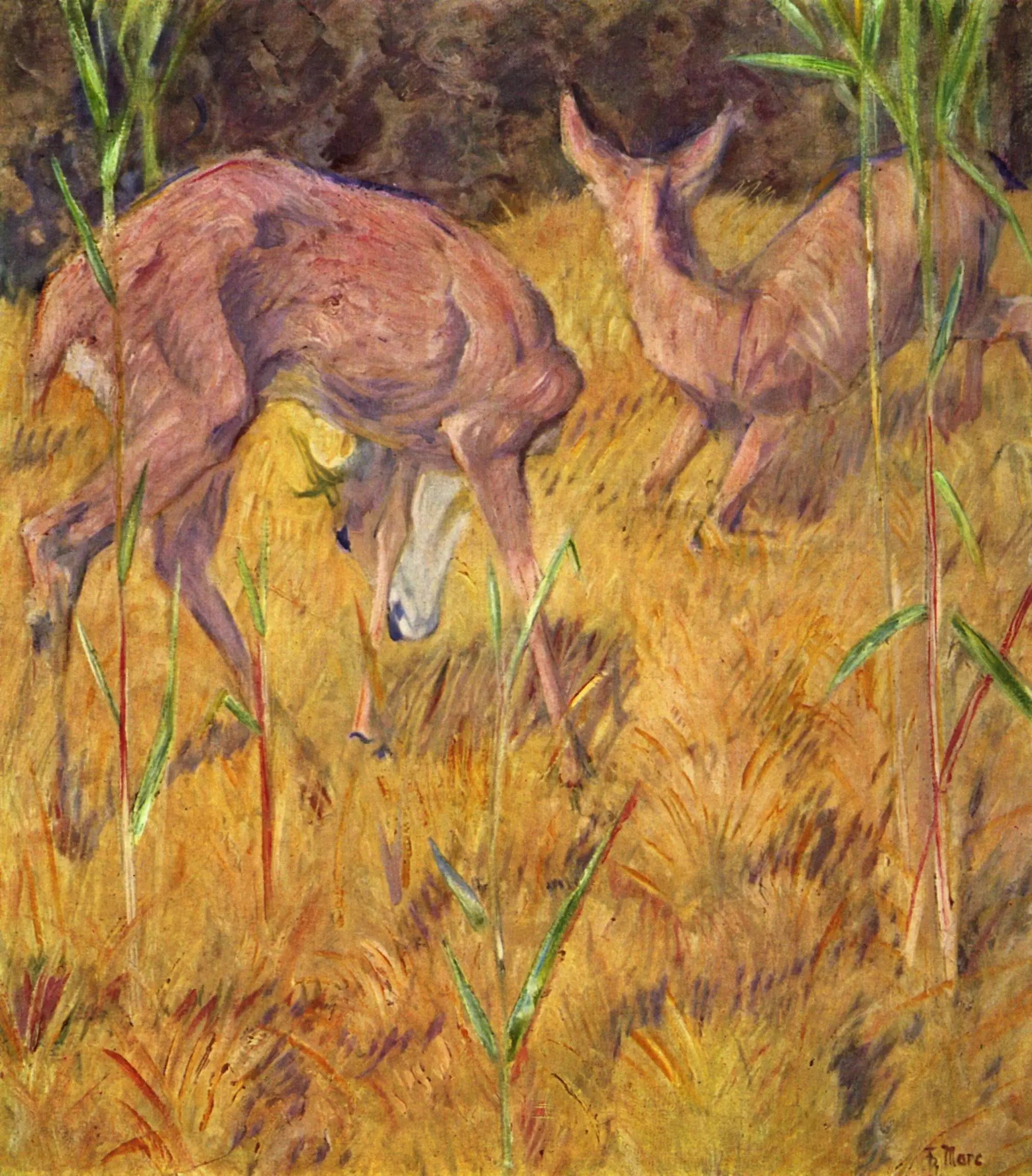 Reproduction du tableau « Cerf dans les roseaux - Franz Marc » par Alpha Reproduction en peinture à l’huile