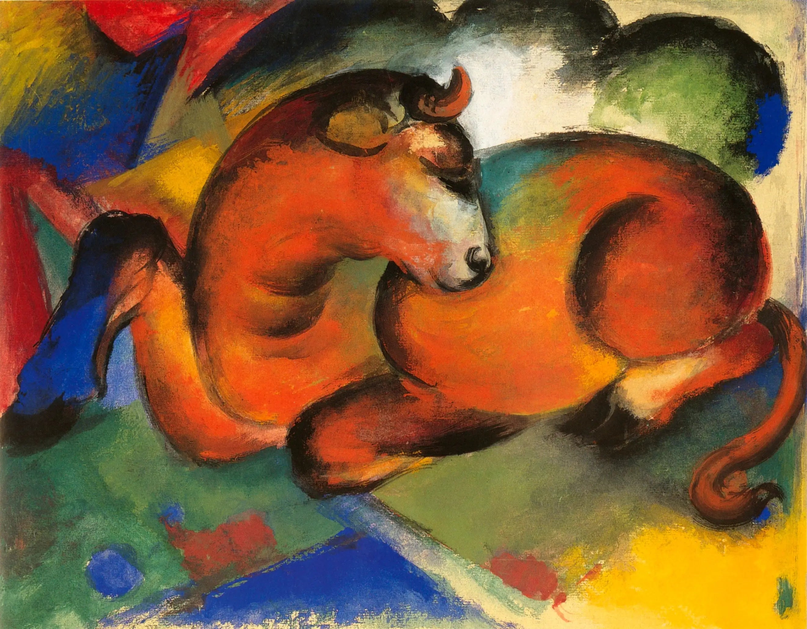 Reproduction du tableau « Red Bull - Franz Marc » par Alpha Reproduction en peinture à l’huile