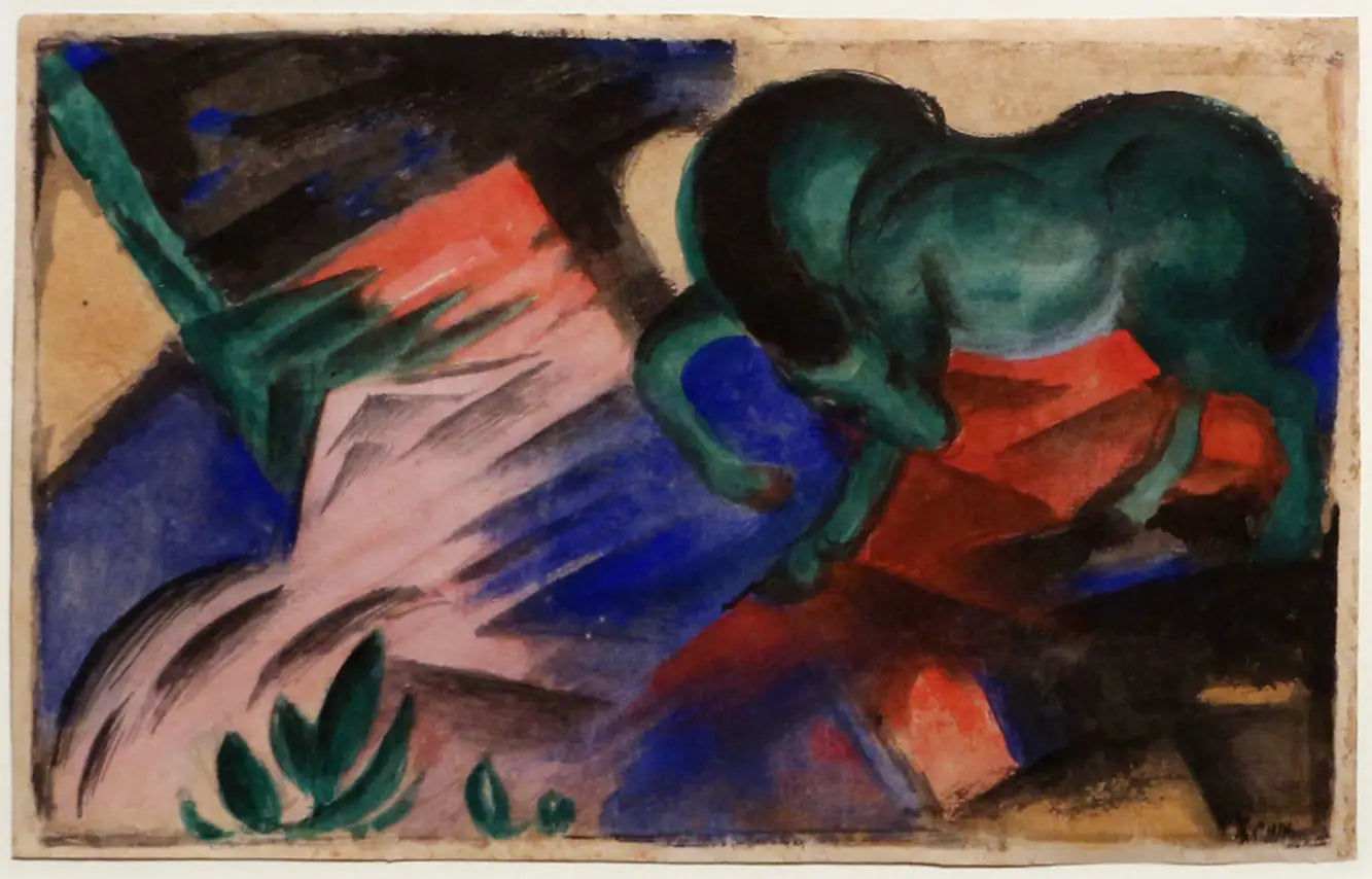 Reproduction du tableau « Le cheval vert - Franz Marc » par Alpha Reproduction en peinture à l’huile