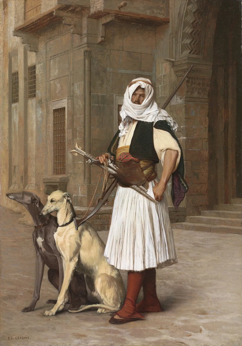 Arnaute med to whippet-hunder - Jean-Léon Gérôme