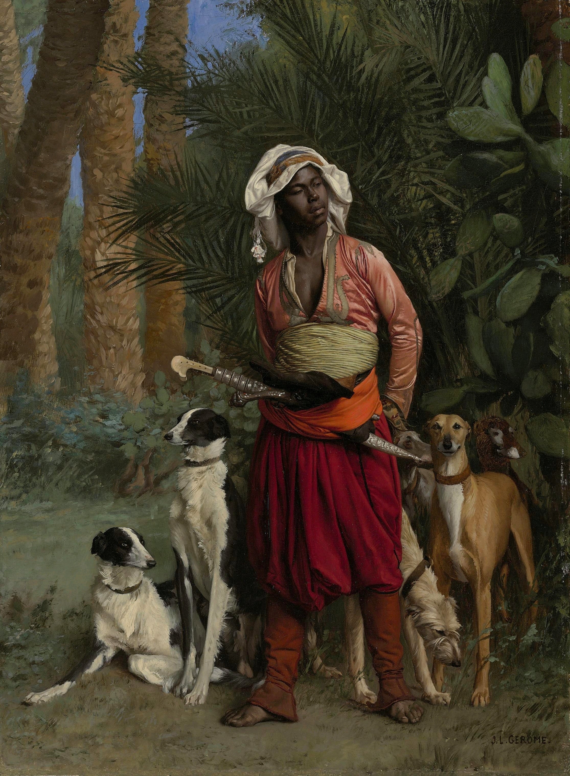 Reproduction du tableau « Le Veneur nègre - Jean-Léon Gérôme » par Alpha Reproduction en peinture à l’huile