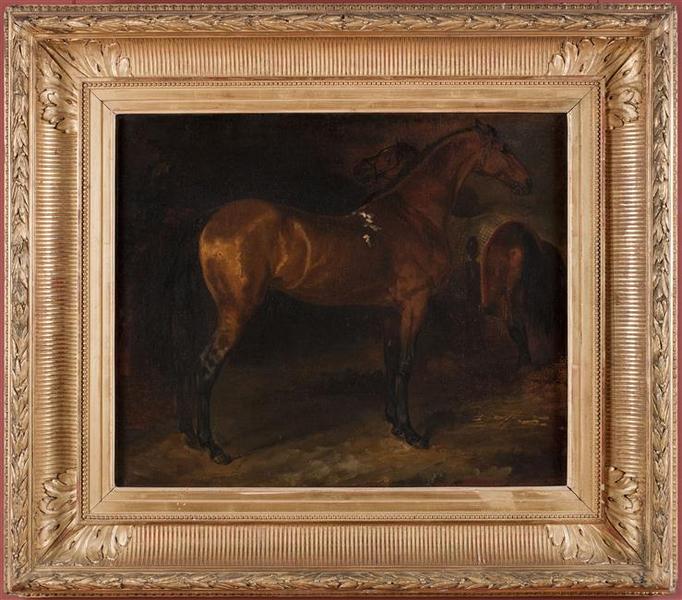 Reproduction du tableau « Cheval espagnol dans une écurie - Théodore Géricault » par Alpha Reproduction en peinture à l’huile