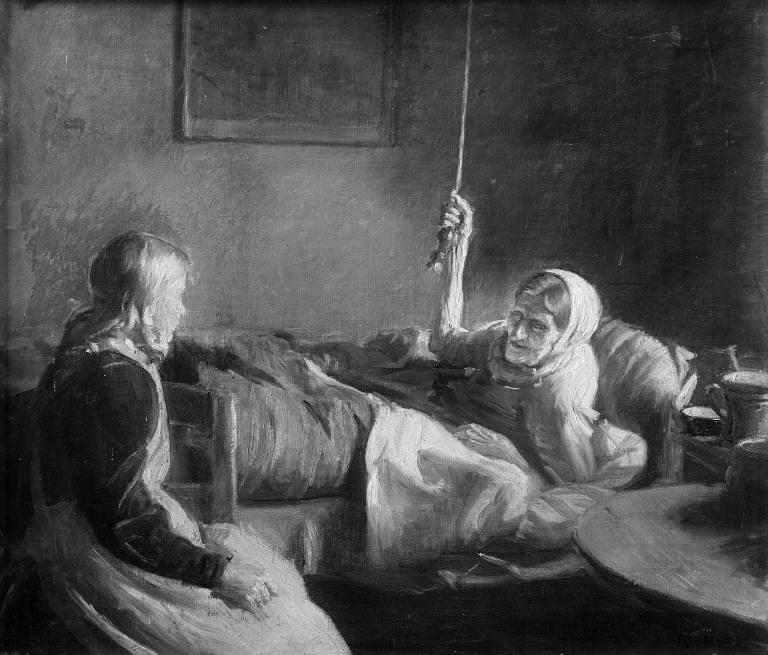Vieille femme au lit - Michael Peter Ancher - Alpha Reproduction