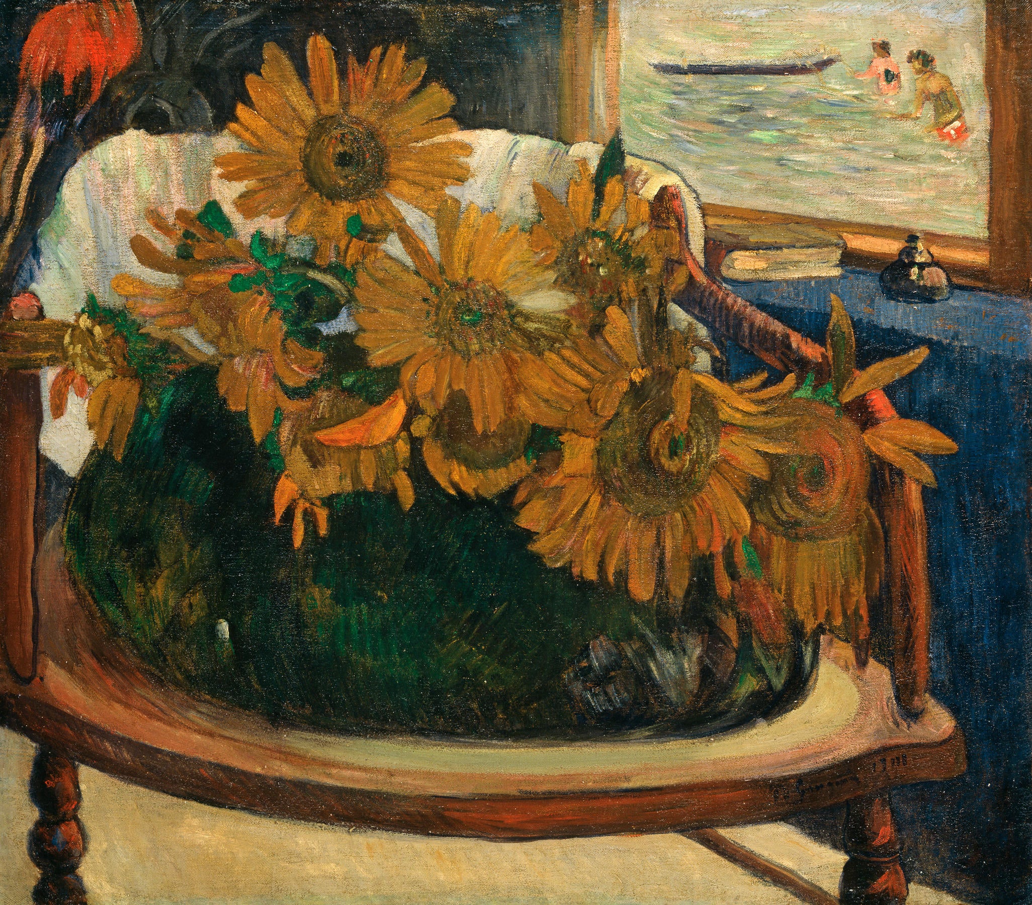Reproduction du tableau « Tournesols sur un fauteuil - Paul Gauguin » par Alpha Reproduction en peinture à l’huile