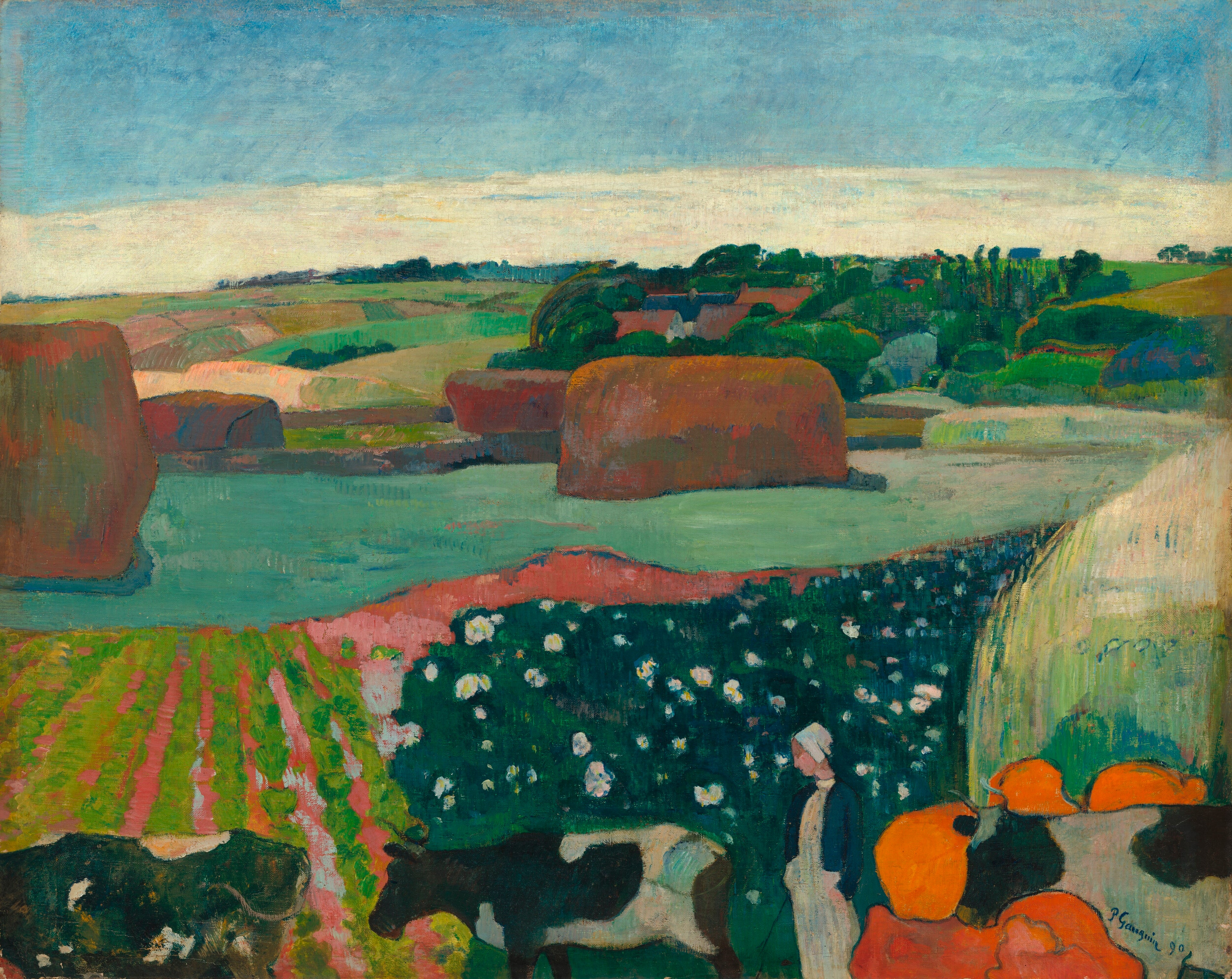 Reproduction du tableau « Les meules ou Le champ de pommes de terre - Paul Gauguin » par Alpha Reproduction en peinture à l’huile