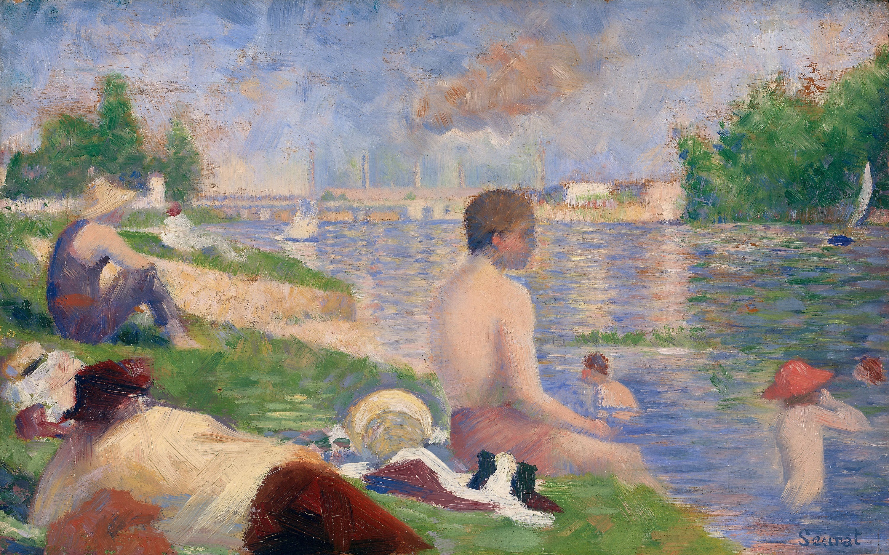 Reproduction du tableau « Étude finale pour « Baigneuses à Asnières » - Georges Seurat » par Alpha Reproduction en peinture à l’huile