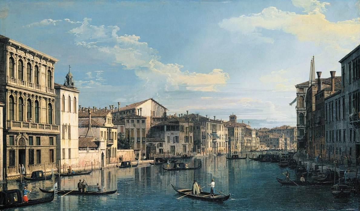 Venise : Le Grand Canal depuis le palais Flangini vers l'église San Marcuola - Canaletto