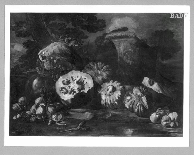 Stilleben mit Melonen + Papagei - Guercino - Alpha Reproduction