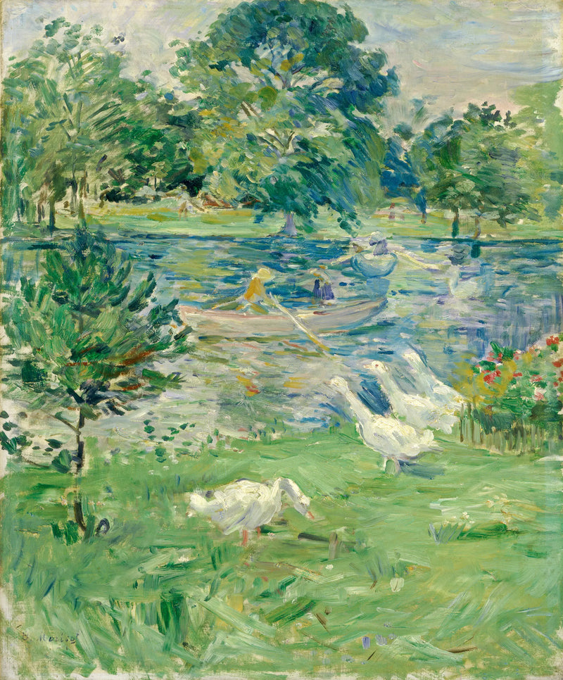 Jente i en båt med gjess - Berthe Morisot