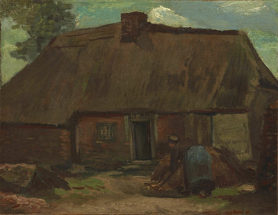 Hytte med bonde som graver - Vincent van Gogh