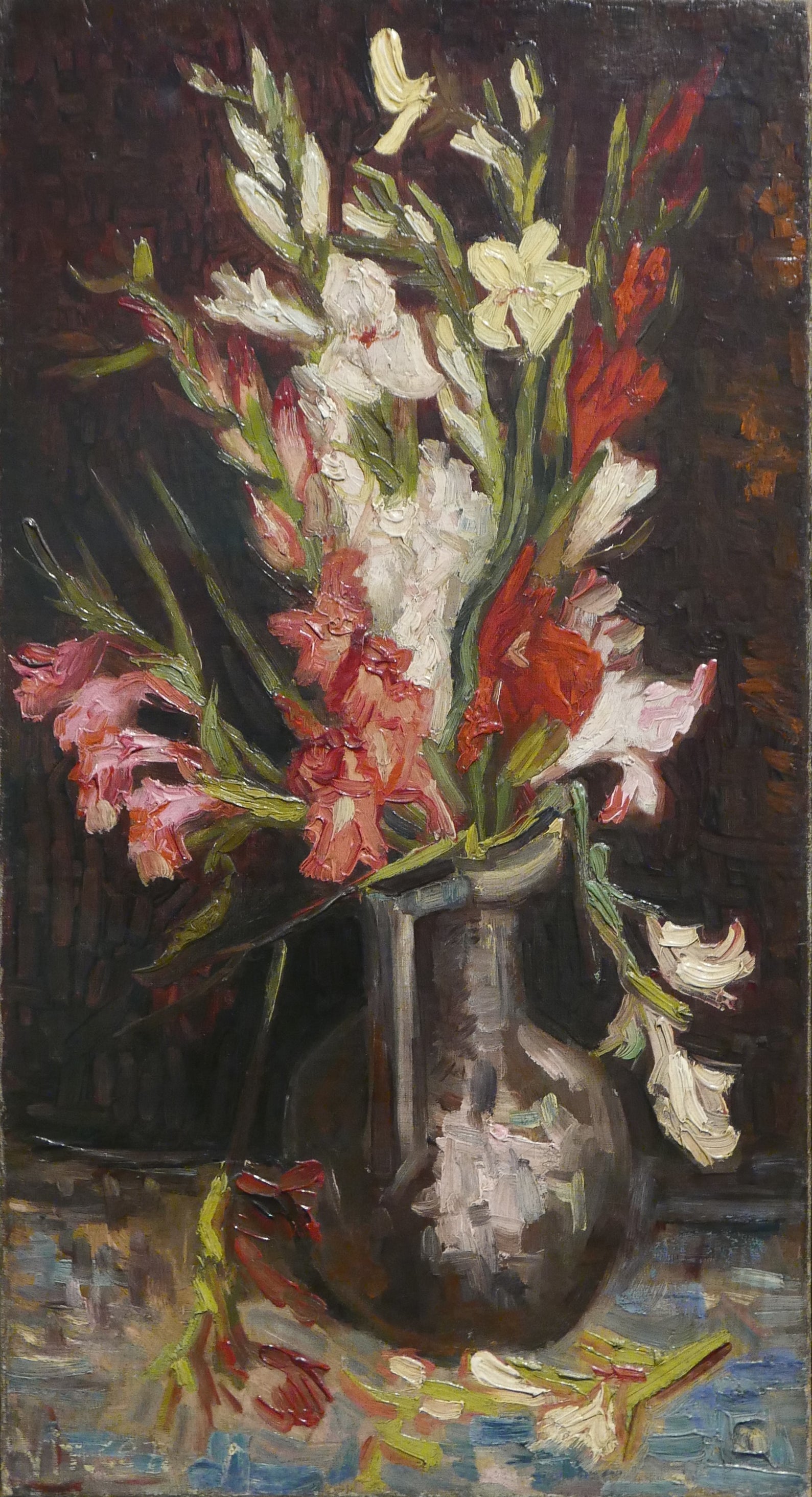 Reproduction du tableau « Bouquet de glaïeuls de diverses couleurs - Vincent van Gogh » par Alpha Reproduction en peinture à l’huile