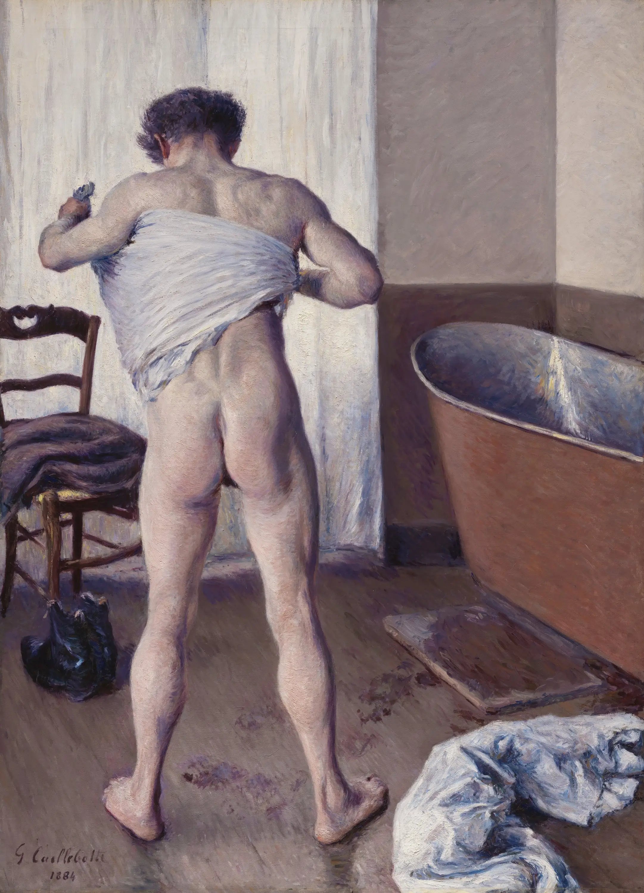 Reproduction du tableau « Homme au bain - Gustave Caillebotte » par Alpha Reproduction en peinture à l’huile