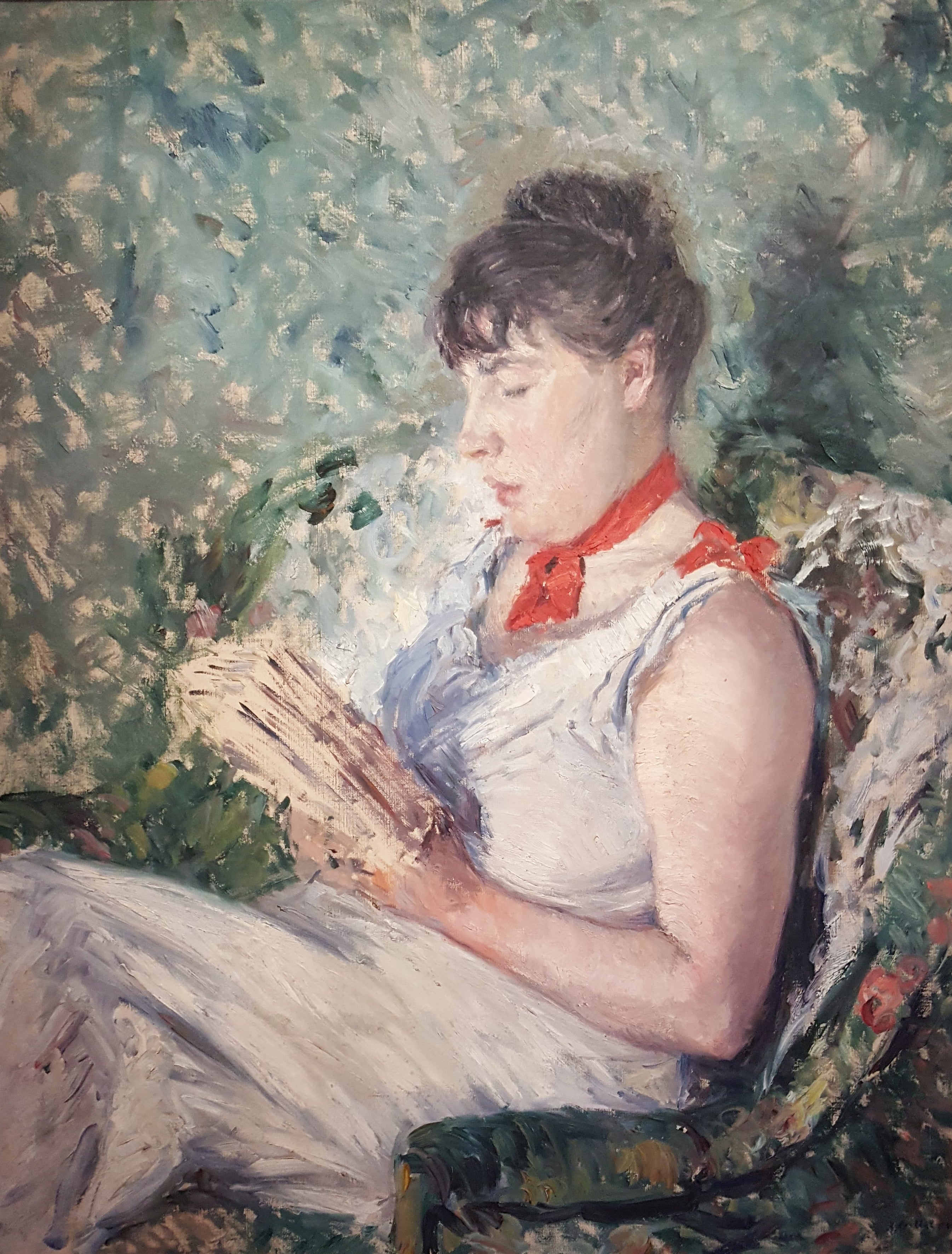 Reproduction du tableau « Portrait de femme assise, lisant - Gustave Caillebotte » par Alpha Reproduction en peinture à l’huile
