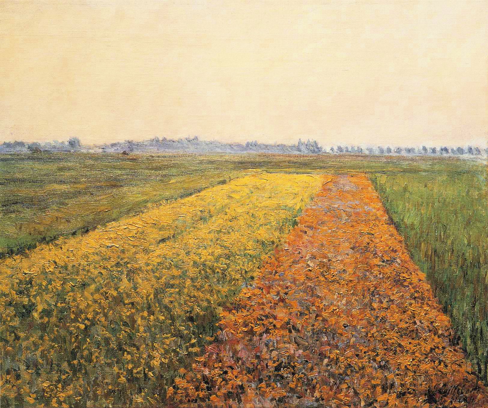 Reproduction du tableau « La plaine de Gennevilliers, Champs jaune - Gustave Caillebotte » par Alpha Reproduction en peinture à l’huile