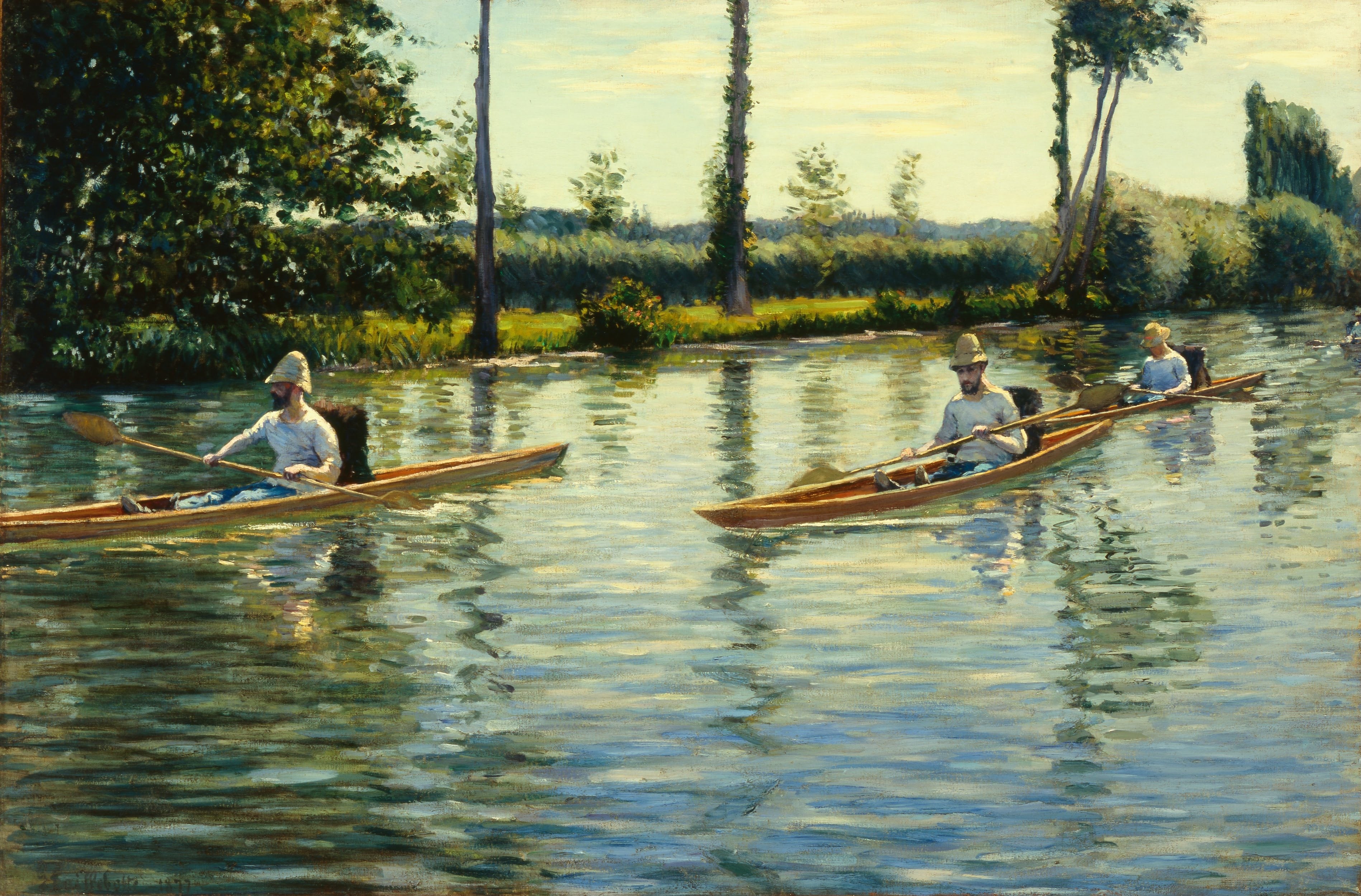 Reproduction du tableau « Périssoires sur l'Yerres - Gustave Caillebotte » par Alpha Reproduction en peinture à l’huile